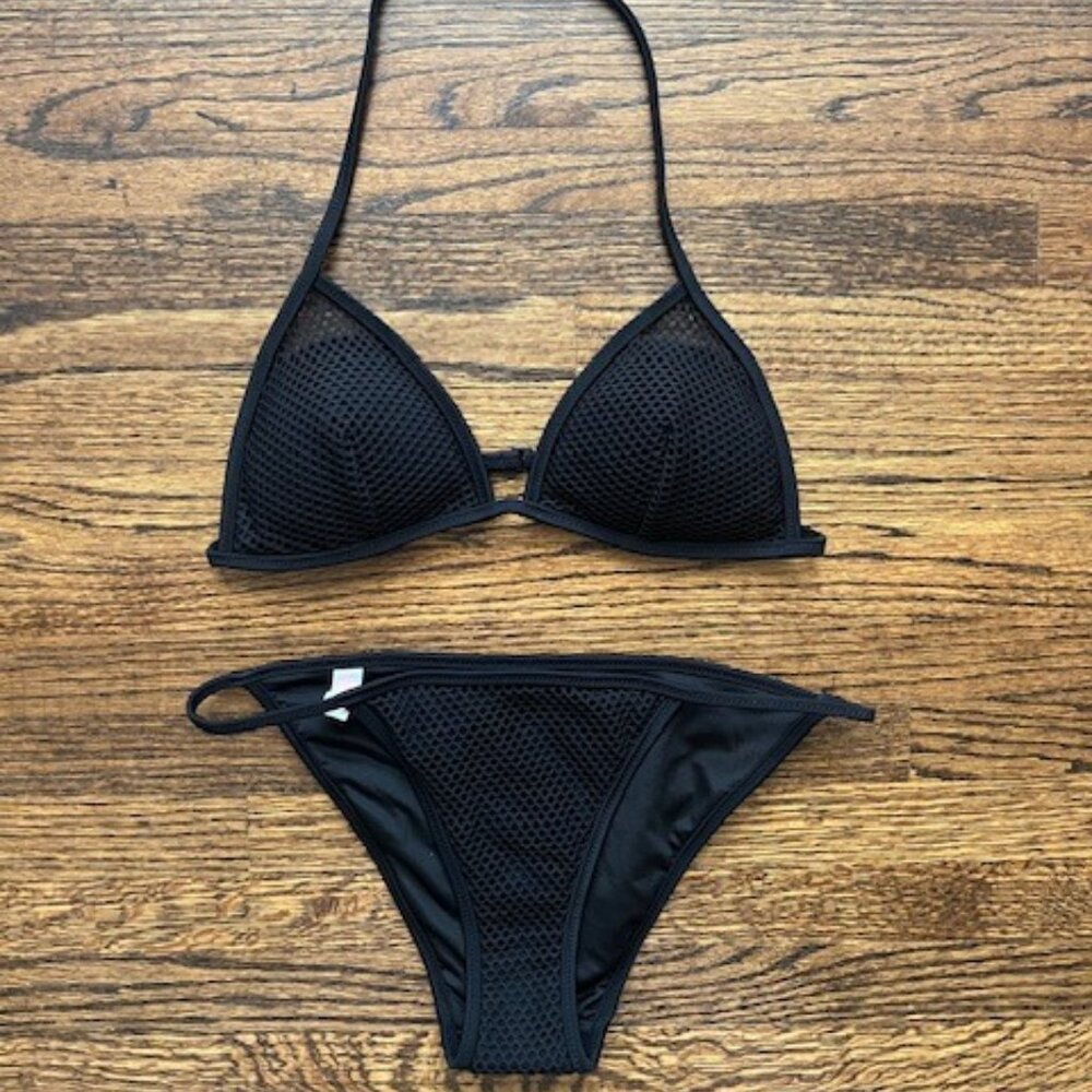 NEW! Victoria's Secret Black Mesh Bikini Top & Bottom